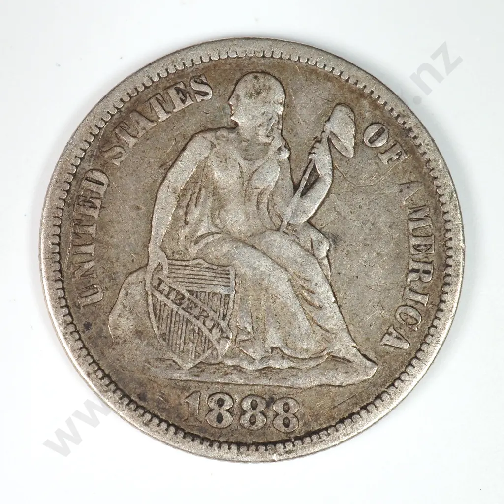 Dime - Capped Bust & Seated Liberty: 1888 - Very Fine. C.V USD $34 ( NZD $60 ) Image 1++
