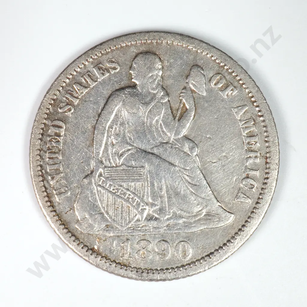 Dime - Capped Bust & Seated Liberty: 1890 - Very Fine. C.V USD $34 ( NZD $60 ) Image 1++