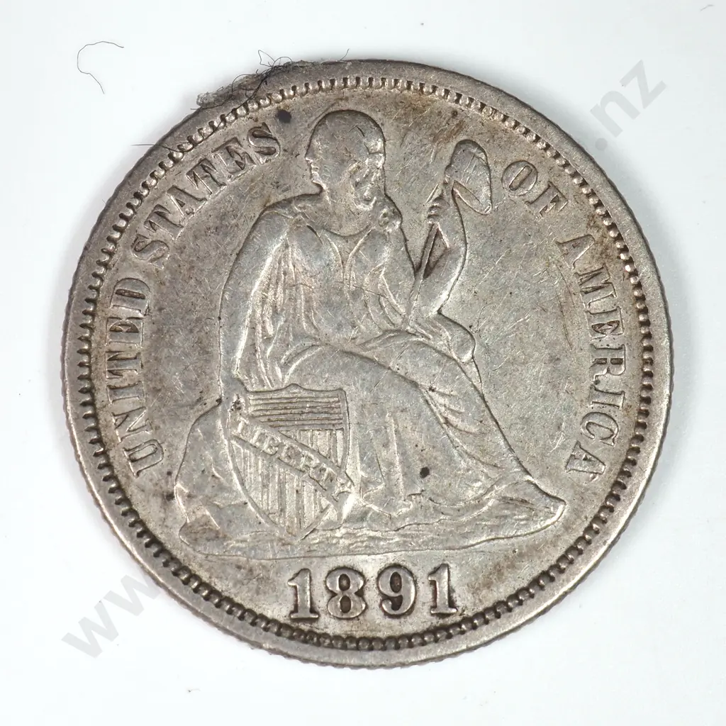 Dime - Capped Bust & Seated Liberty: 1891 - Extremely Fine. C.V USD $47 ( NZD $80 ) Image 1++