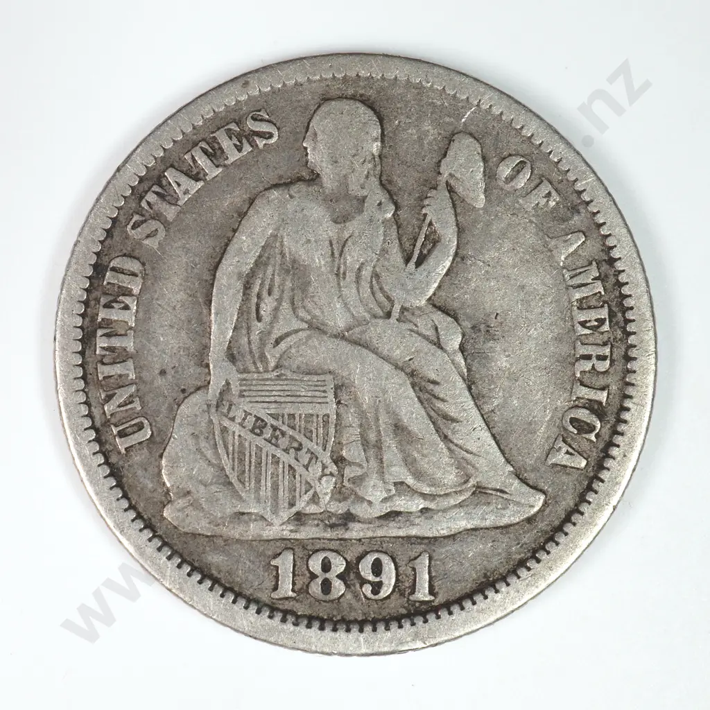 Dime - Capped Bust & Seated Liberty: 1891 O - Very Fine. C.V USD $42 ( NZD $70 ) Image 1++