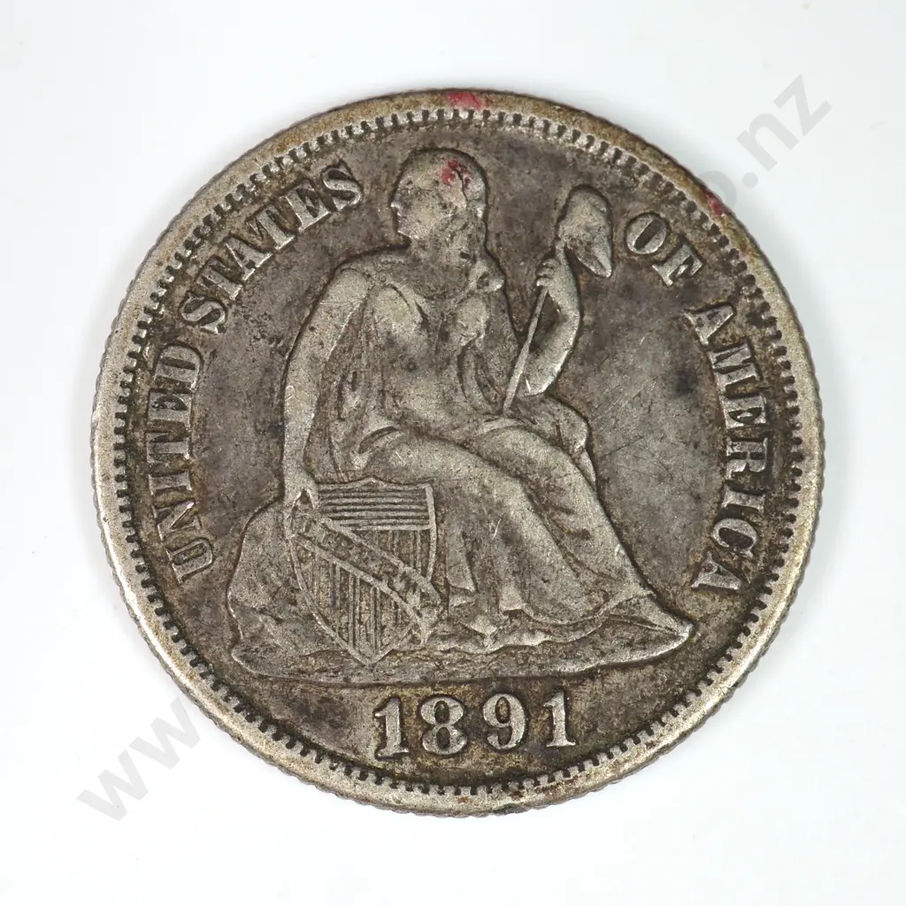 Dime - Capped Bust & Seated Liberty: 1891 S - Very Fine. C.V USD $34 ( NZD $60 ) Image 1++