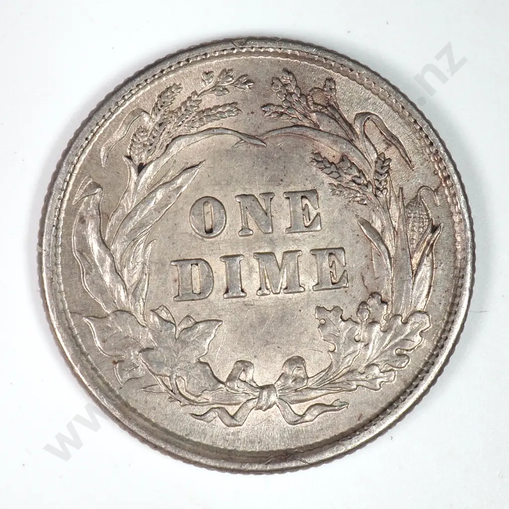 Barber Dime: 1892 - Almost Uncirculated. C.V USD $96 ( NZD $165 ) Image 1++