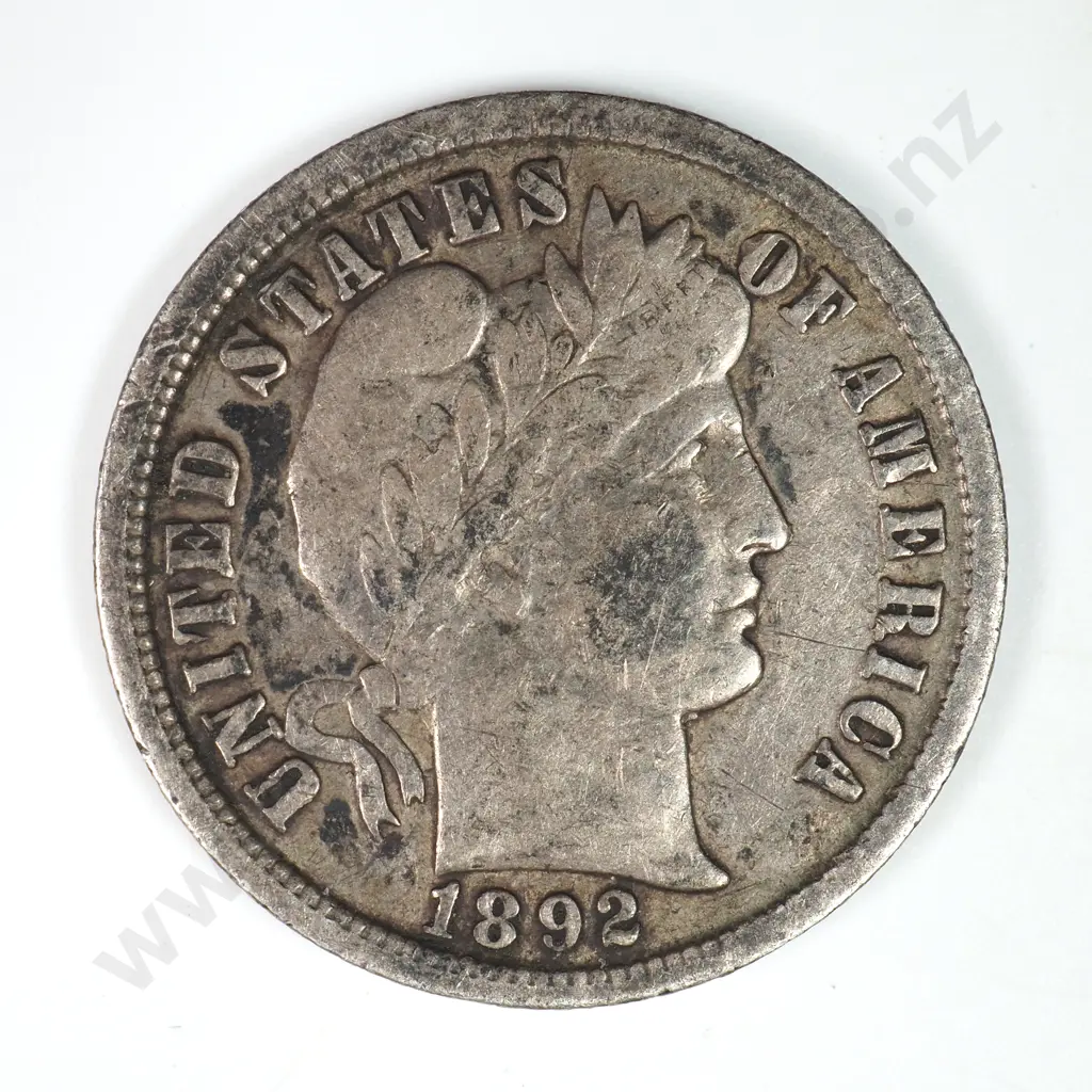 Barber Dime: 1892 O - Very Fine. C.V USD $77 ( NZD $135 ) Image 1++