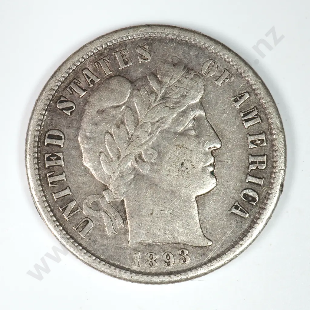Barber Dime: 1893 S - Very Fine. C.V USD $85 ( NZD $150 ) Image 1++