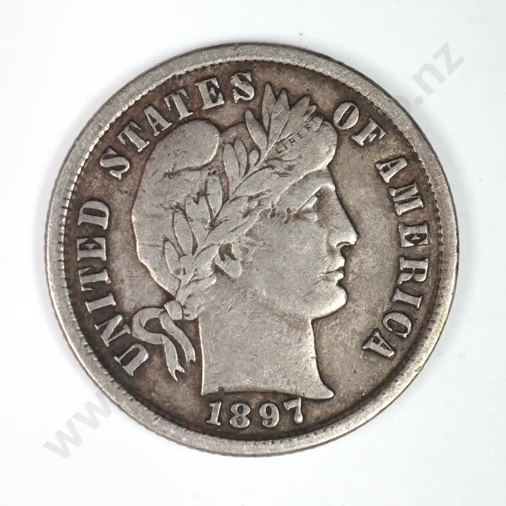 Barber Dime: 1897 - Very Fine. C.V USD $23 ( NZD $40 ) Image 1++
