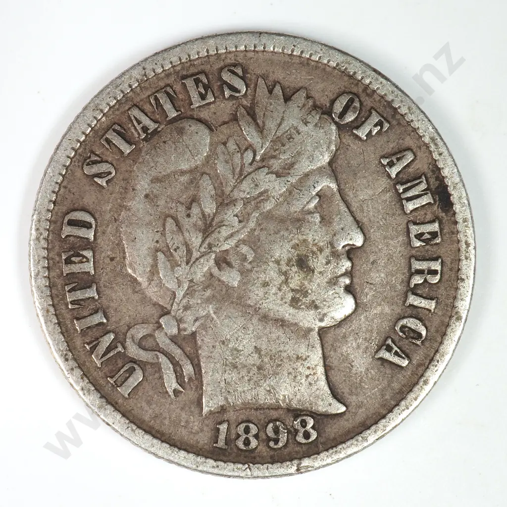 Barber Dime: 1898 - Very Fine. C.V USD $23 ( NZD $40 ) Image 1++