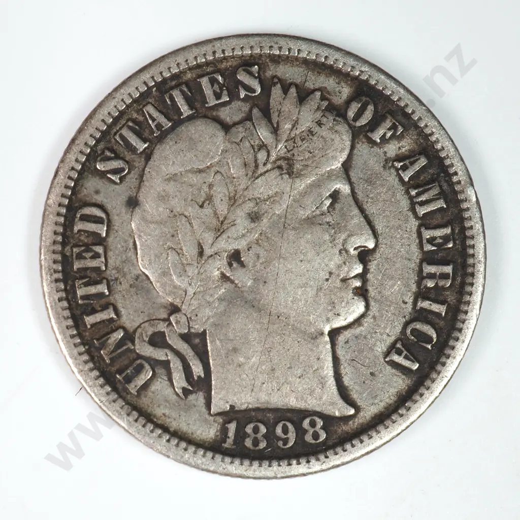 Barber Dime: 1898 S - Very Fine. C.V USD $77 ( NZD $135 ) Image 1++