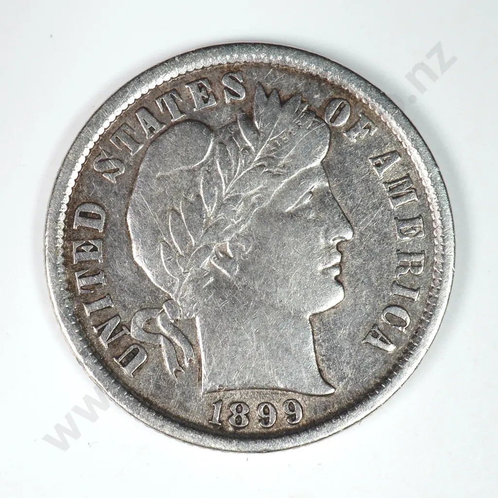Barber Dime: 1899 - Very Fine. C.V USD $23 ( NZD $40 ) Image 1++