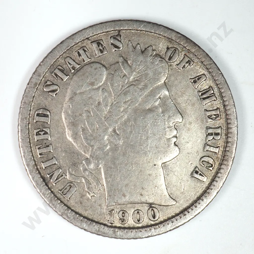 Barber Dime: 1900 S - Very Fine. C.V USD $34 ( NZD $60 ) Image 1++
