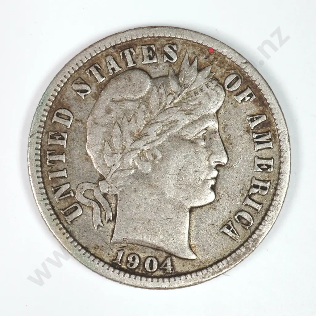 Barber Dime: 1904 - Extremely Fine. C.V USD $42 ( NZD $70 ) Image 1++