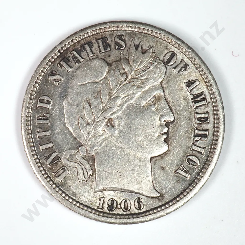 Barber Dime: 1906 D - Extremely Fine. C.V USD $73 ( NZD $125 ) Image 1++