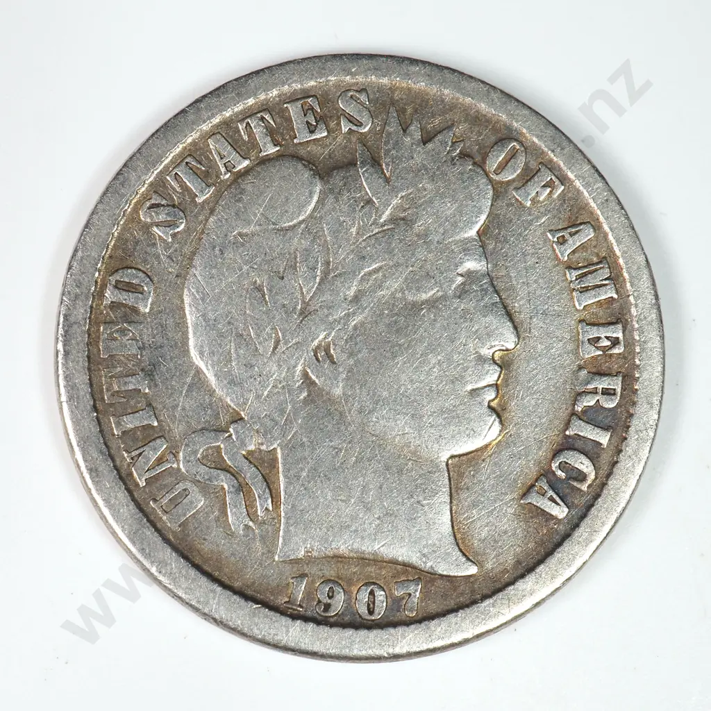 Barber Dime: 1907 O - Fine. C.V USD $49 ( NZD $85 ) Image 1++