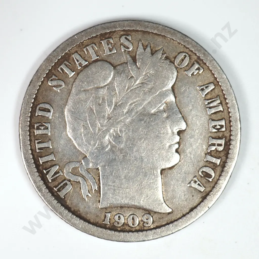 Barber Dime: 1909 - Very Fine. C.V USD $23 ( NZD $40 ) Image 1++