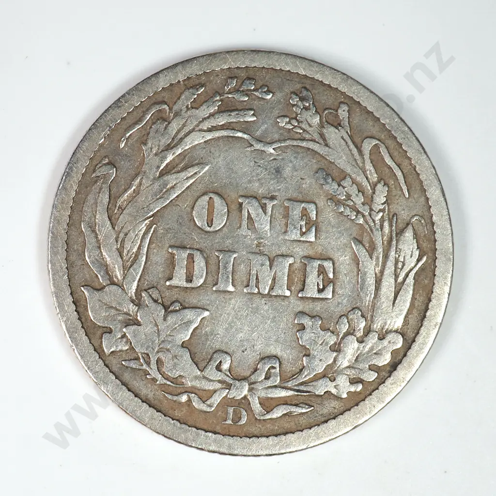 Barber Dime: 1910 D - Fine. C.V USD $23 ( NZD $40 ) Image 1++