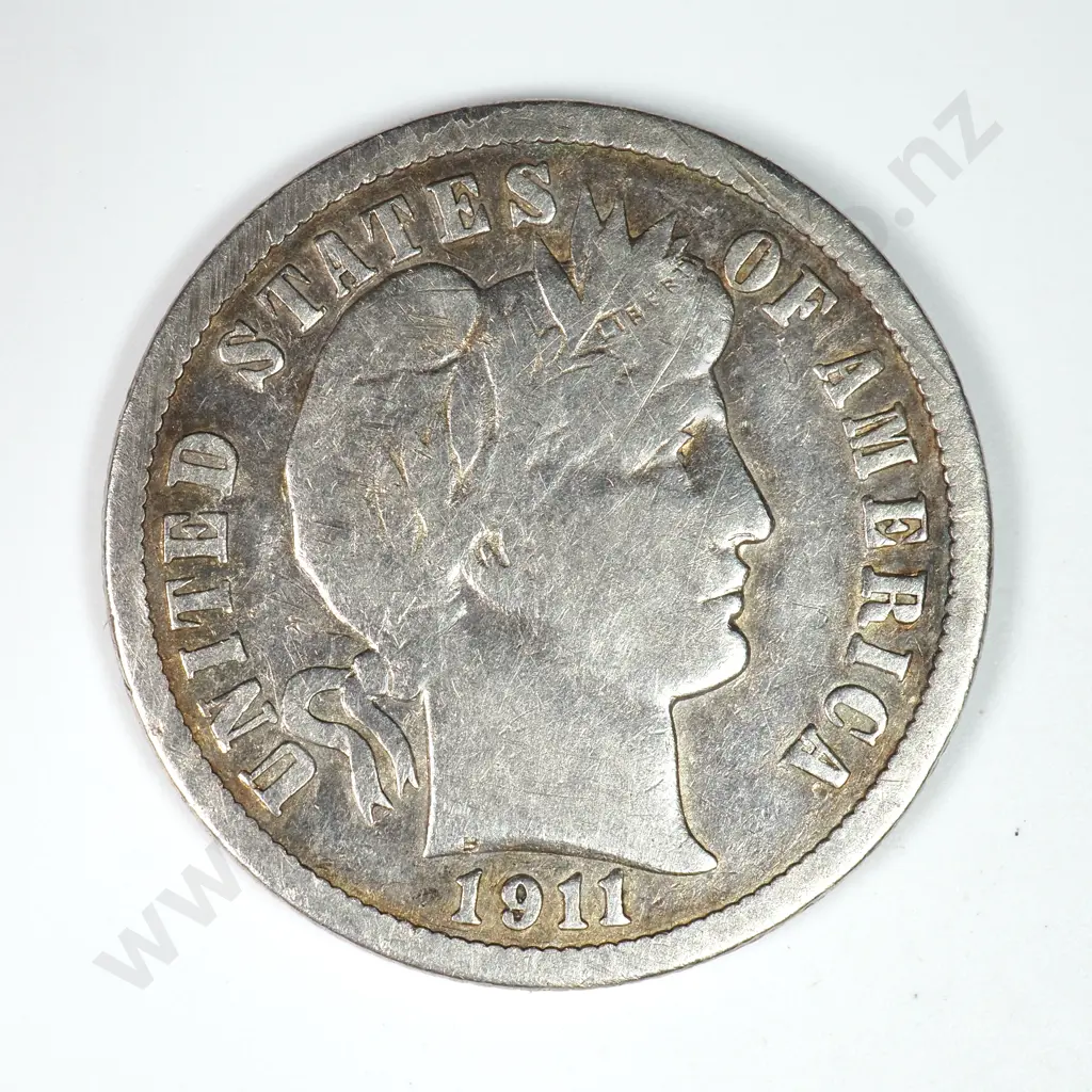Barber Dime: 1911 D - Fine. C.V USD $23 ( NZD $40 ) Image 1++