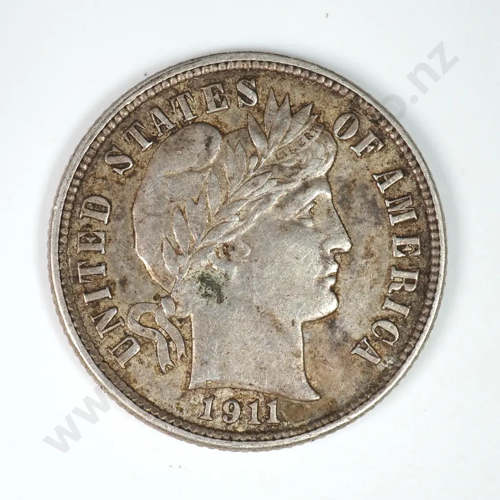 Barber Dime: 1911 S - Extremely Fine. C.V USD $65 ( NZD $110 ) Image 1++