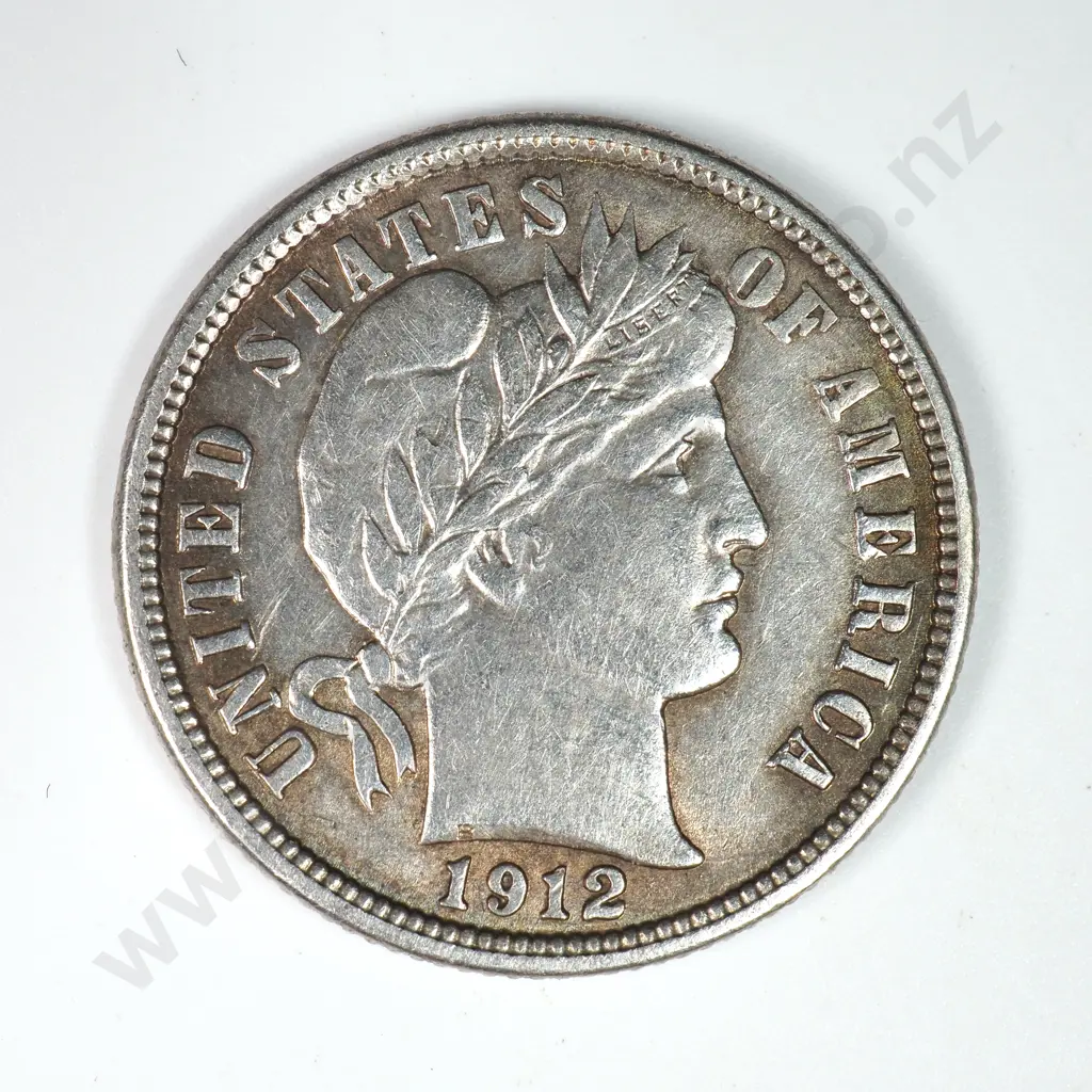 Barber Dime: 1912 - Extremely Fine. C.V USD $42 ( NZD $70 ) Image 1++