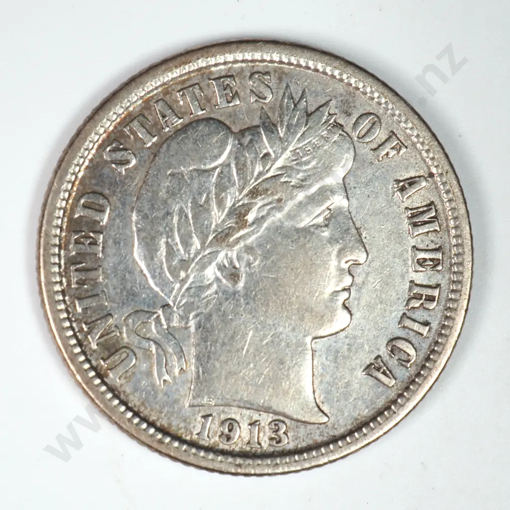 Barber Dime: 1913 - Extremely Fine. C.V USD $42 ( NZD $70 ) Image 1++