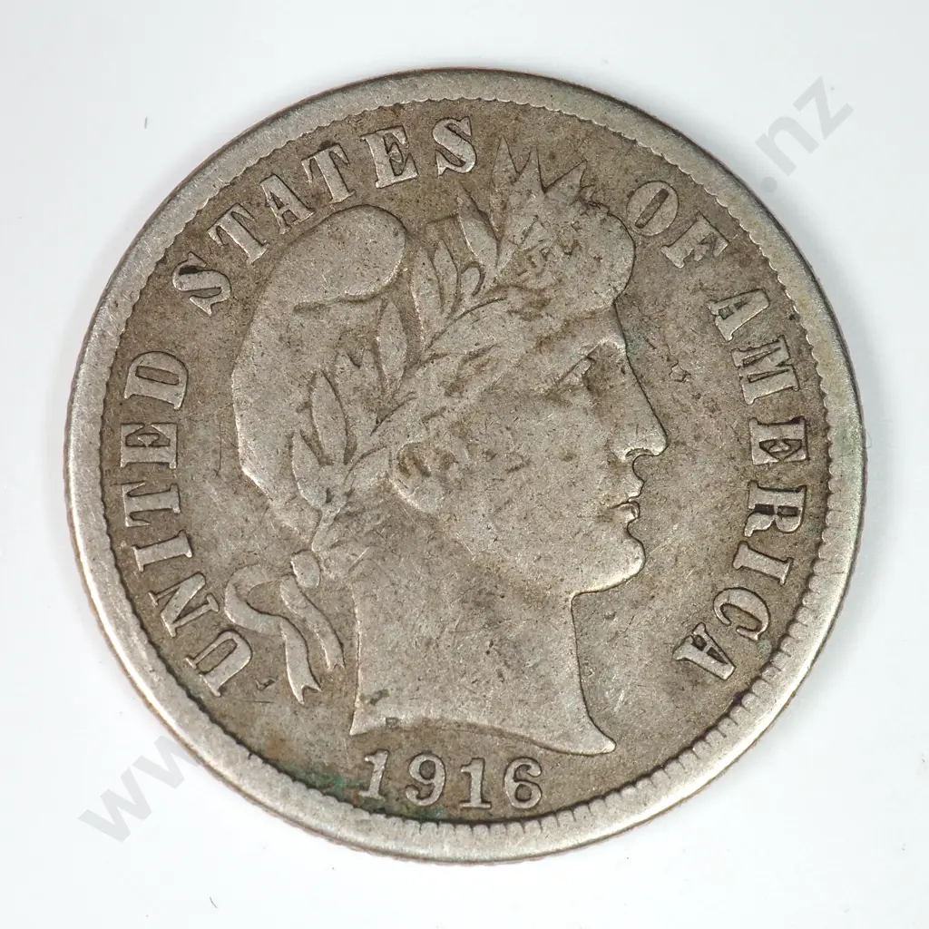 Barber Dime: 1916 S - Very Fine. C.V USD $23 ( NZD $40 ) Image 1++