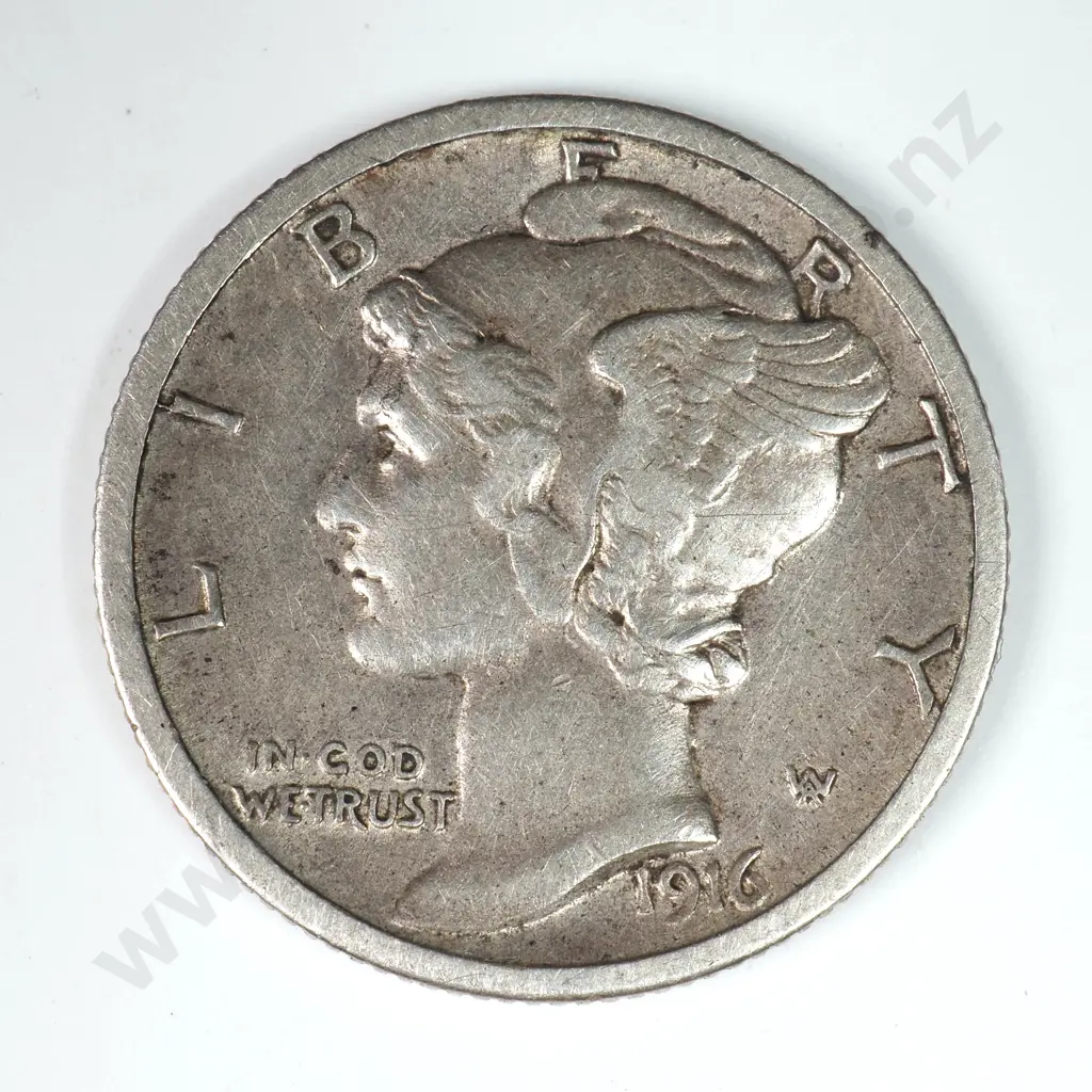 Mercury Dime: 1916 S - Extremely Fine. C.V USD $29 ( NZD $50 ) Image 1++