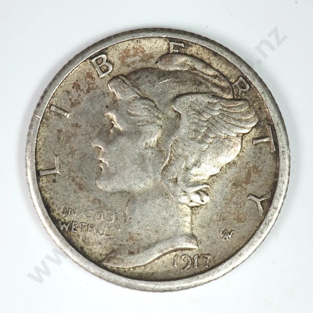 Mercury Dime: 1917 S - Extremely Fine. C.V USD $19 ( NZD $35 ) Image 1++
