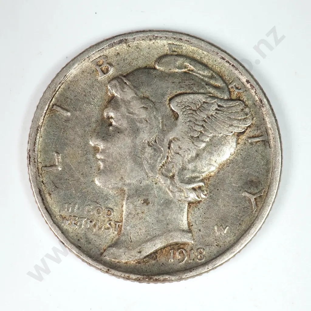 Mercury Dime: 1918 D - Extremely Fine. C.V USD $34 ( NZD $60 ) Image 1++