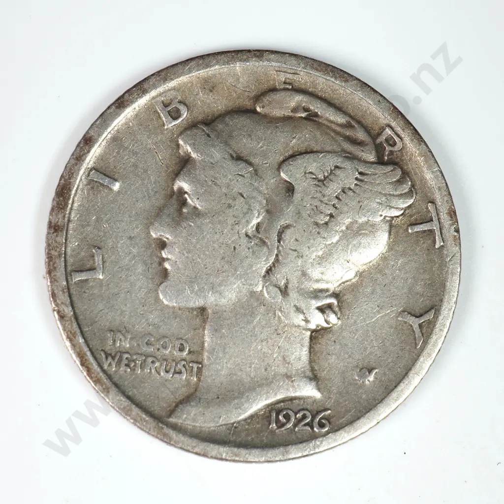 Mercury Dime: 1926 D - Very Fine. C.V USD $16 ( NZD $30 ) Image 1++