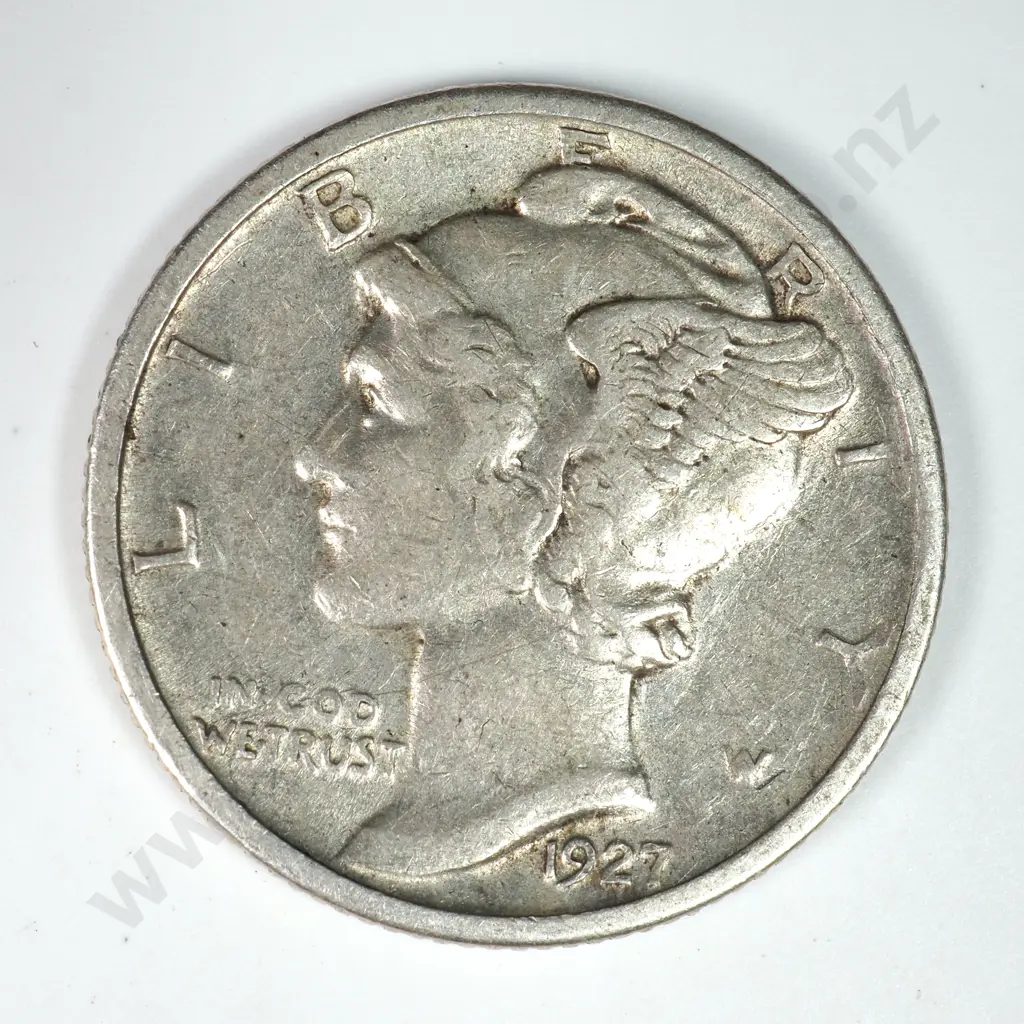 Mercury Dime: 1927 S - Extremely Fine. C.V USD $38 ( NZD $65 ) Image 1++