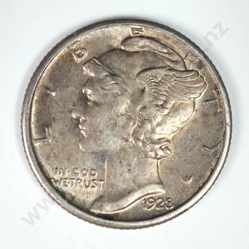 Mercury Dime: 1928 S - Extremely Fine. C.V USD $23 ( NZD $40 ) Image 1++