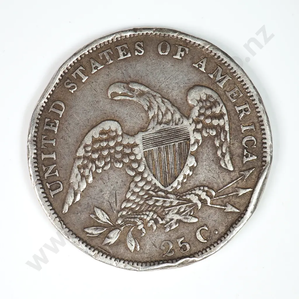 Capped Bust & Seated Liberty Quarter Dollar: 1835 - Damage To Rim Else Very Fine Image 1++