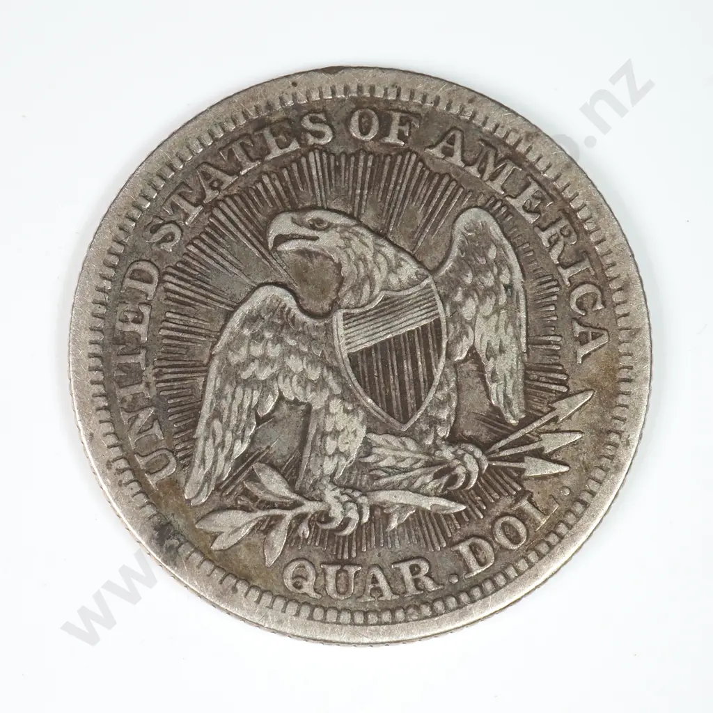 Capped Bust & Seated Liberty Quarter Dollar: 1853 Rays Around Eagle - Very Fine. C.V USD $71 ( NZD $125 ) Image 1++
