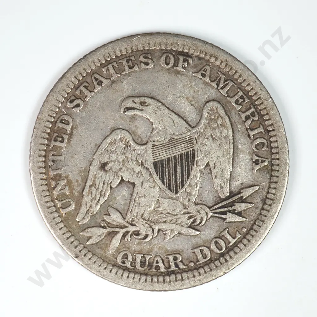Capped Bust & Seated Liberty Quarter Dollar: 1854 - Very Fine. C.V USD $66 ( NZD $115 ) Image 1++