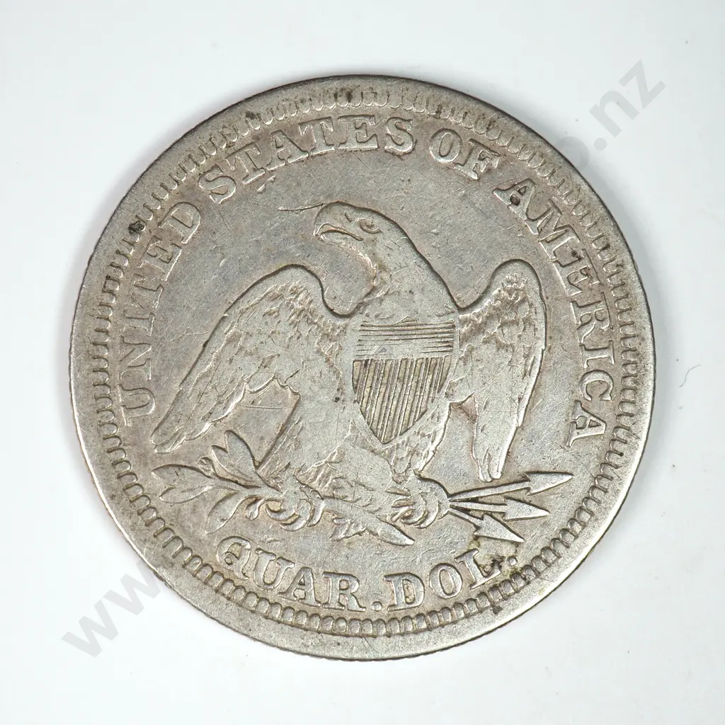 Capped Bust & Seated Liberty Quarter Dollar: 1855 - Fine. C.V USD $60 ( NZD $105 ) Image 1++