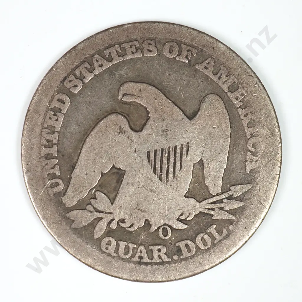 Capped Bust & Seated Liberty Quarter Dollar: 1856 O - Good. C.V USD $66 ( NZD $115 ) Image 1++