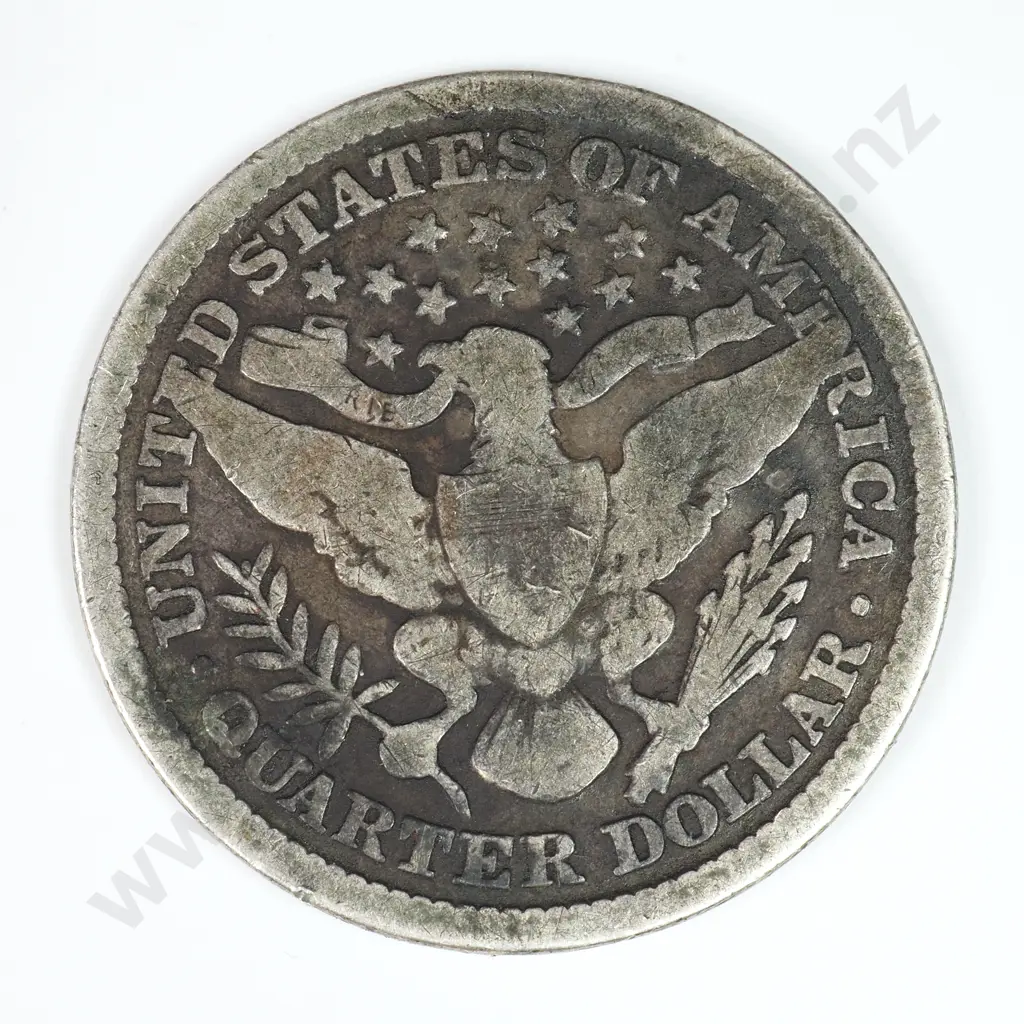 Barber Quarter Dollar: 1895 - Very Good. C.V USD $29 ( NZD $50 ) Image 1++
