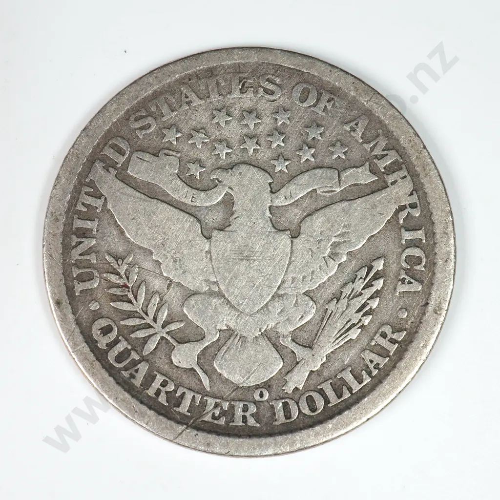 Barber Quarter Dollar: 1896 O - Good. C.V USD $29 ( NZD $91 ) Image 1++