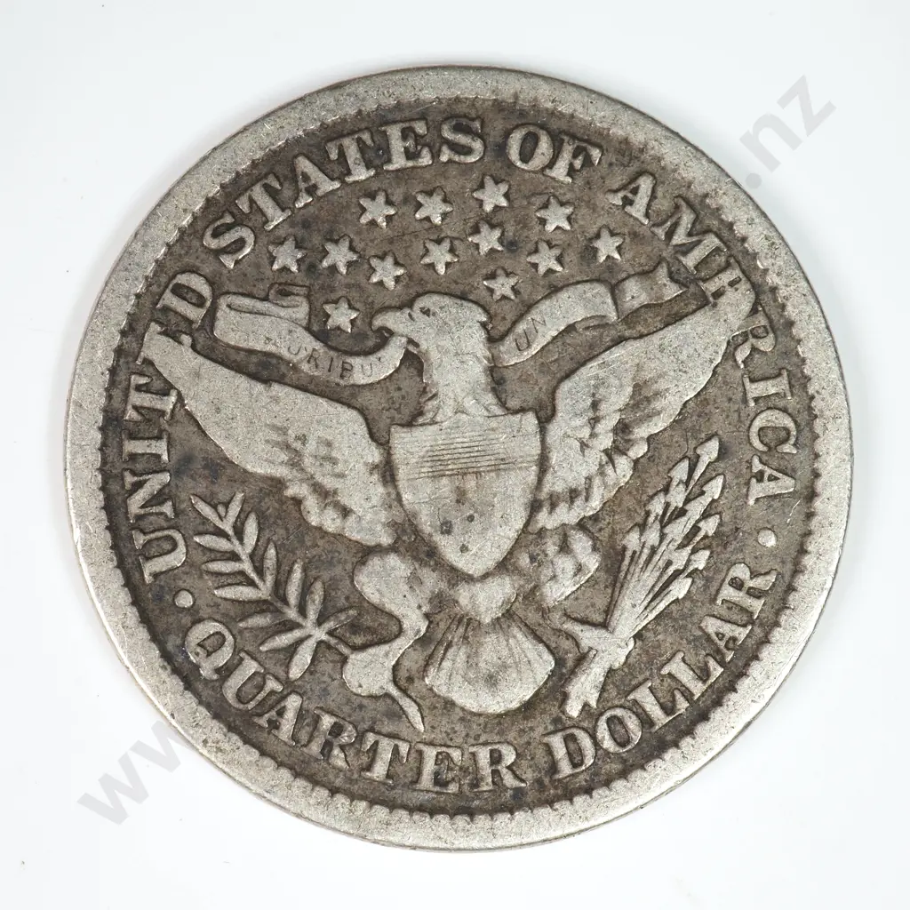 Barber Quarter Dollar: 1897 - Very Good. C.V USD $29 ( NZD $50 ) Image 1++