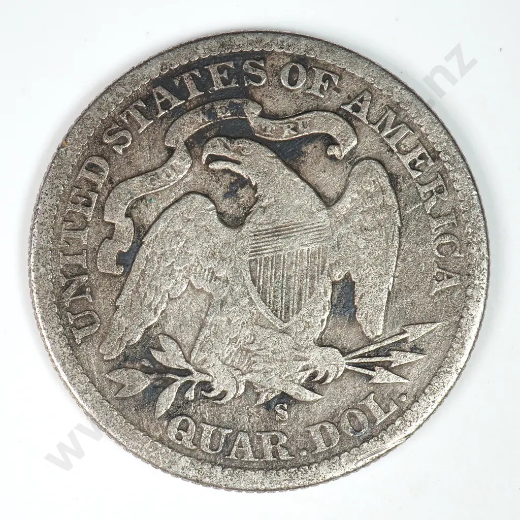 Capped Bust & Seated Liberty Quarter Dollar: 1891 S - Very Good. C.V USD $53 ( NZD $90 ) Image 1++