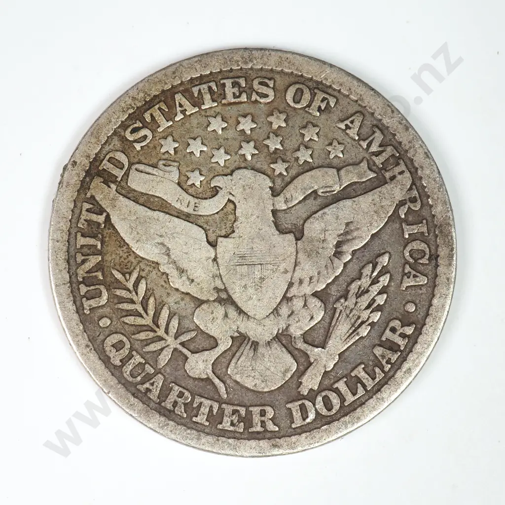Barber Quarter Dollar: 1892 - Very Good. C.V USD $29 ( NZD $50 ) Image 1++