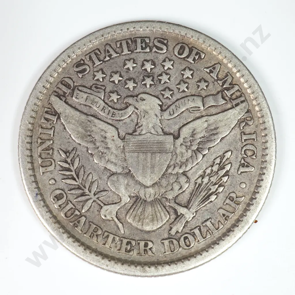 Barber Quarter Dollar: 1898 - Fine. C.V USD $44 ( NZD $75 ) Image 1++