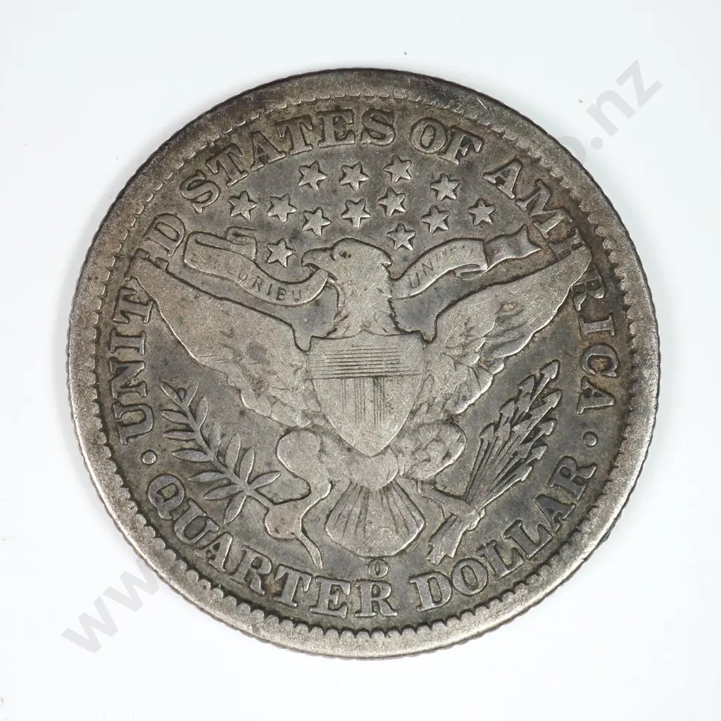 Barber Quarter Dollar: 1892 O - Fine. C.V USD $71 ( NZD $125 ) Image 1++