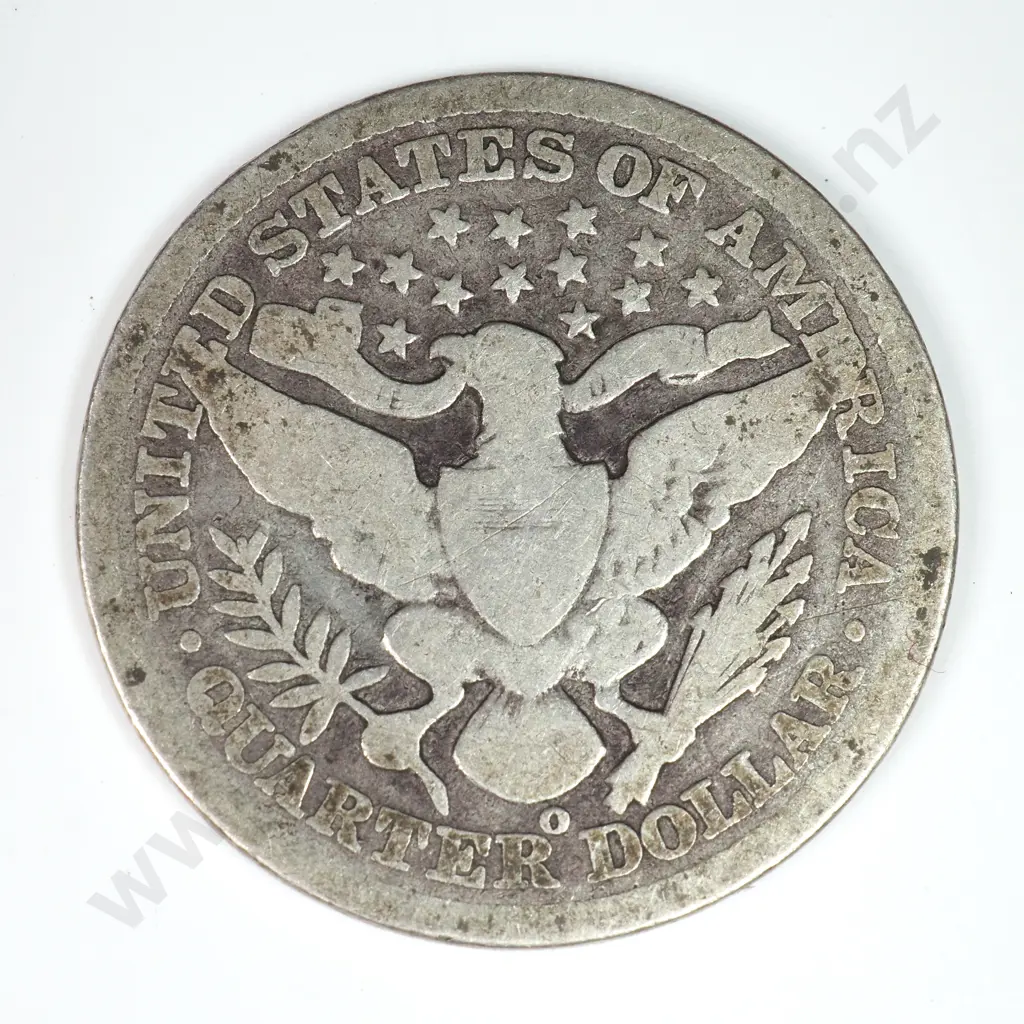Barber Quarter Dollar: 1898 O - Good. C.V USD $29 ( NZD $50 ) Image 1++