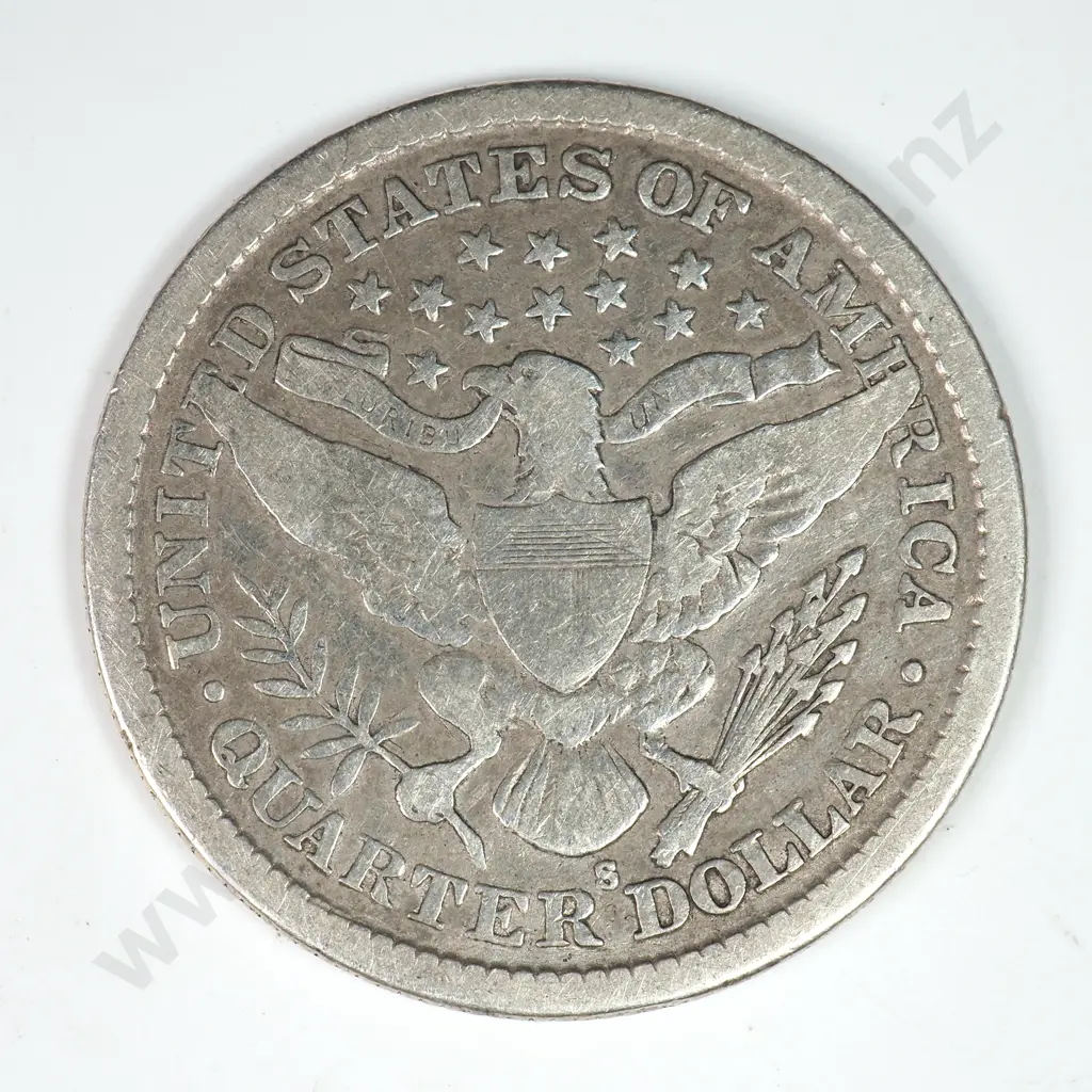 Barber Quarter Dollar: 1898 S - Very Good. C.V USD $44 ( NZD $75 ) Image 1++