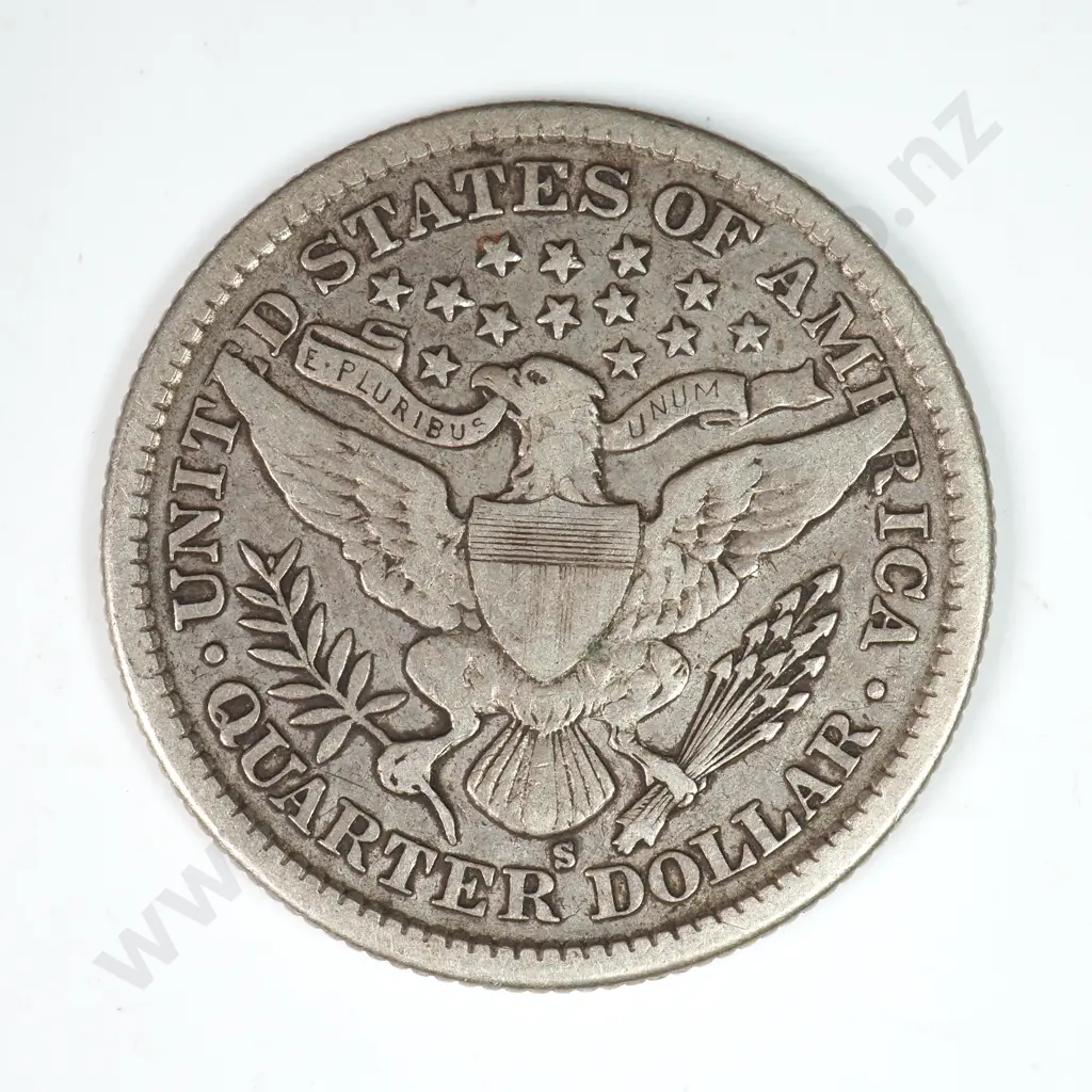 Barber Quarter Dollar: 1900 S - Very Fine. C.V USD $79 ( NZD $135 ) Image 1++