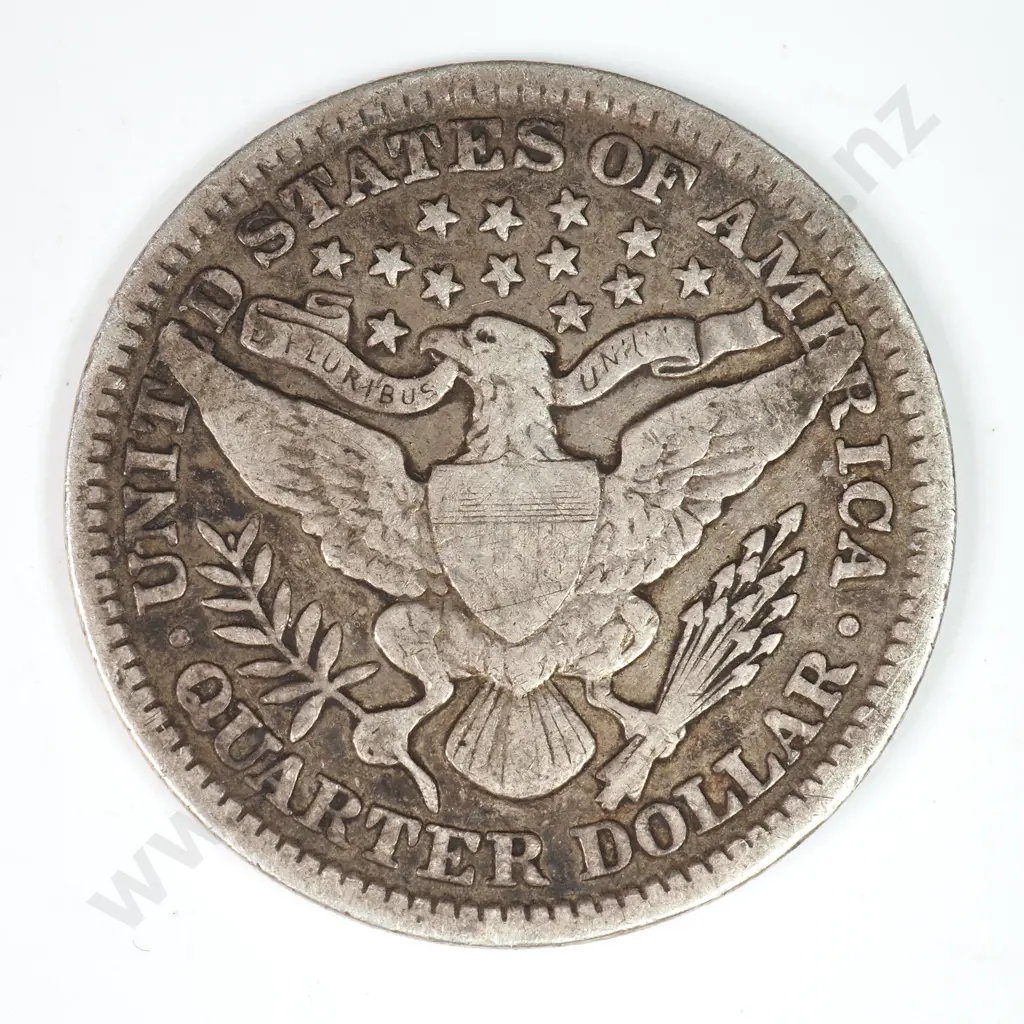 Barber Quarter Dollar: 1901 - Fine. C.V USD $44 ( NZD $75 ) Image 1++
