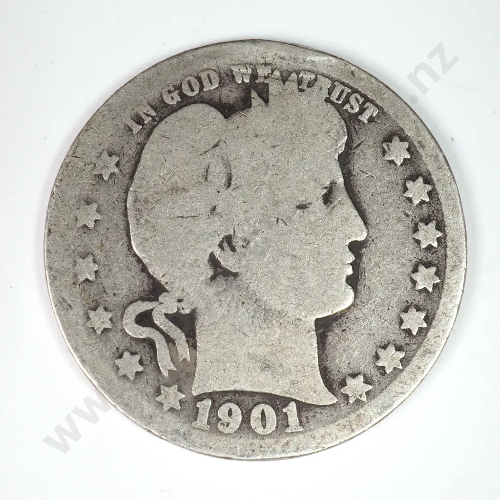 Barber Quarter Dollar: 1901 O - Good. C.V USD $83 ( NZD $145 ) Image 1++