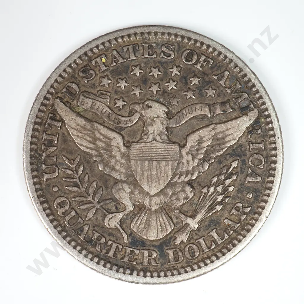 Barber Quarter Dollar: 1902 - Dark Very Fine. C.V USD $66 ( NZD $115 ) Image 1++
