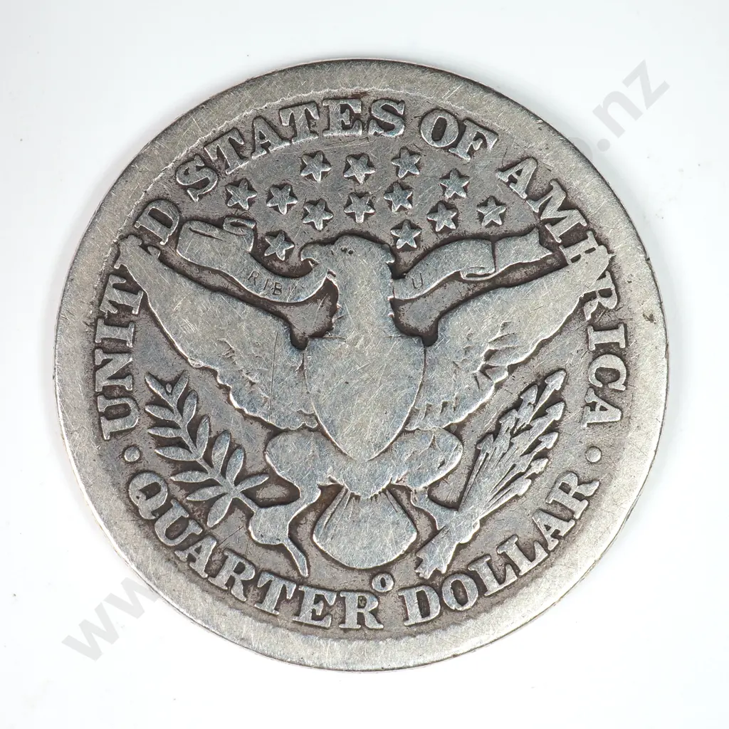 Barber Quarter Dollar: 1902 O - Very Good. C.V USD $31 ( NZD $55 ) Image 1++