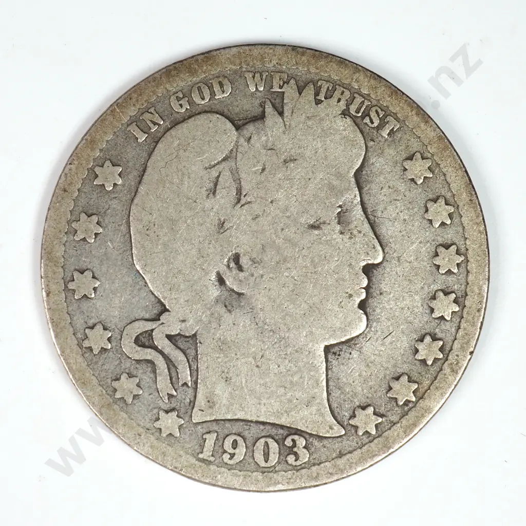 Barber Quarter Dollar: 1903 S - Very Good. C.V USD $40 ( NZD $70 ) Image 1++