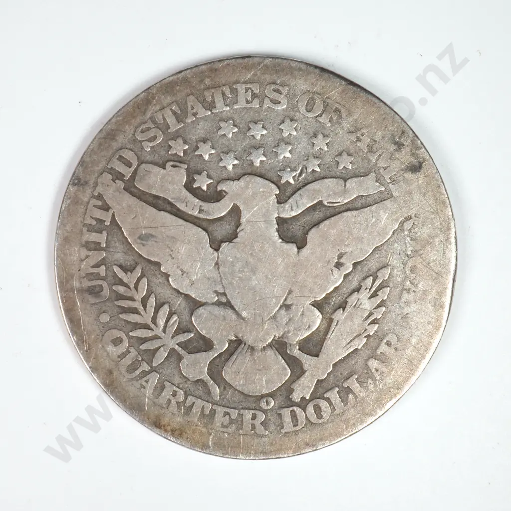Barber Quarter Dollar: 1904 O - Good. C.V USD $53 ( NZD $90 ) Image 1++